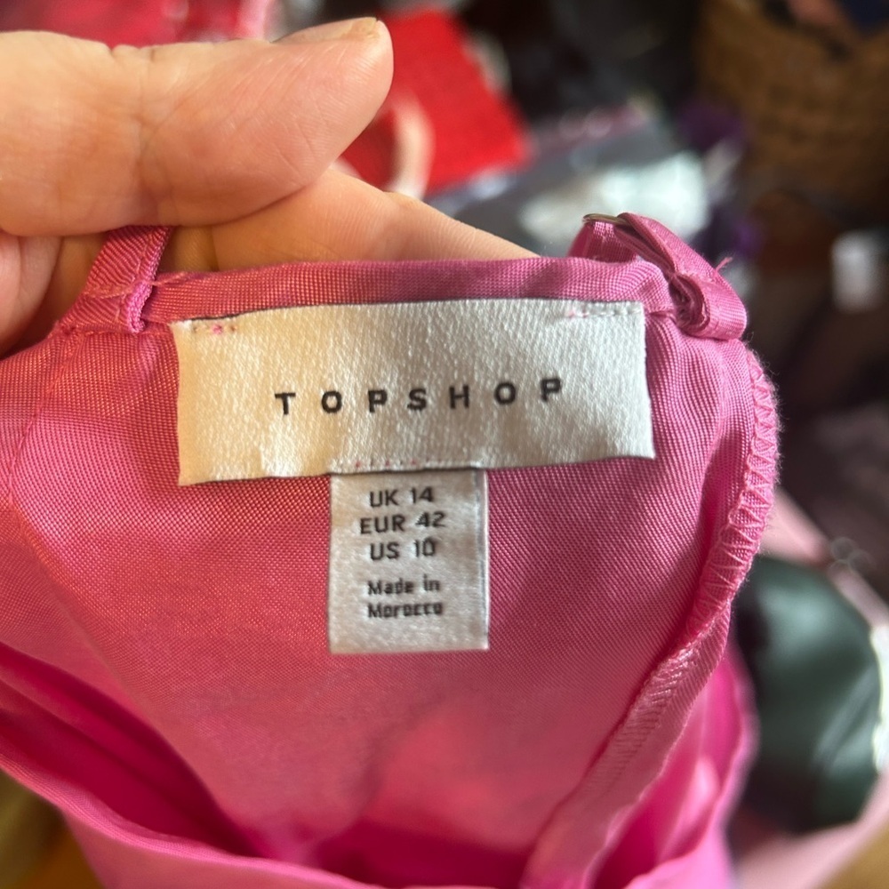 NWOT Topshop Bright Pink Chemise - Picture 8 of 9